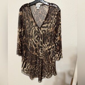 Jordan Taylor Leopard Print Sheer Blouse